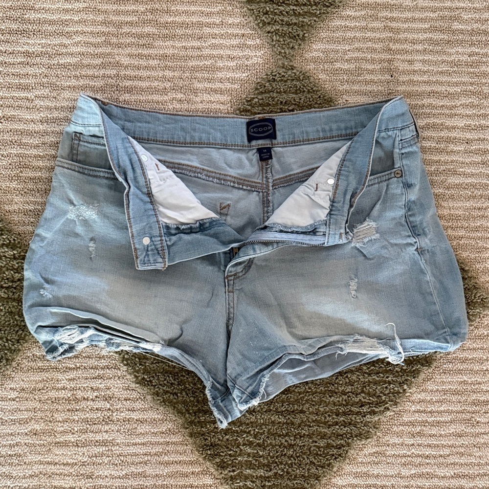 Scoop NYC Light Blue Distressed Denim Cutoff Shorts